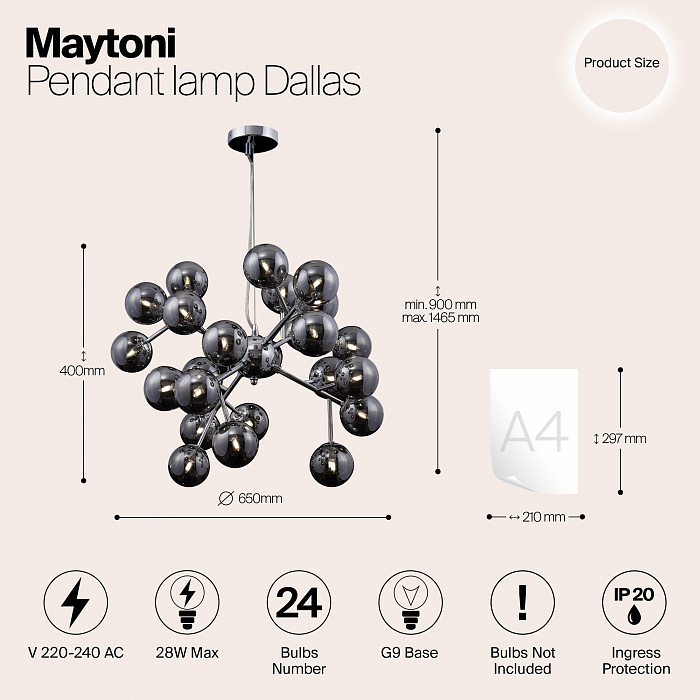 Светильник подвесная Maytoni MOD545PL-24G